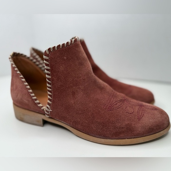 Sundance Lola Whipstitched Boots in Rust Suede EU 39/US 8.5 Cut Out Embroidered - Picture 11 of 16